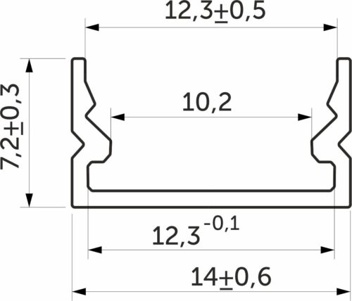 Профиль алюминиевый накладной SIRIUS-1407S с экраном, цвет черный, 3м, AKS 90606