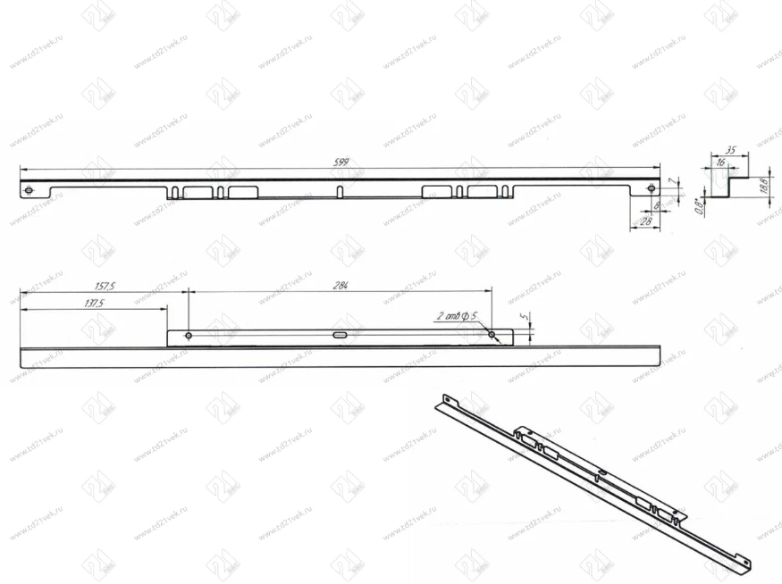 Термоизоляционная планка для духового шкафа универс, 16 мм, комплект 2 шт. черный гл. 0629002