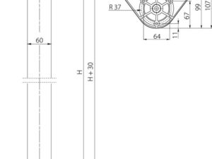 Опора NM-A60710-02  60х710 "innovo" с верхним креплением, сатин 11360