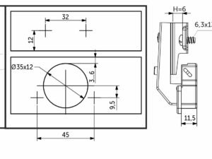 Петля под фальшпанель 90° с доводчиком 45мм h6 несъемная планка AKS короткое плечо 66570