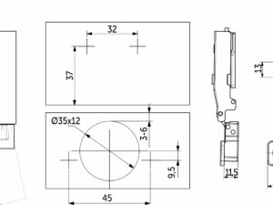 Петля накладная без пружины 45мм h0 clip-on PRIME by AKS 3D (саморезы, заглушки) 112706