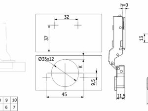 Петля полунакладная с довод. 45мм h0 clip-on PRIME by AKS 3D (саморезы, заглу.) (упак.-2шт.) 112644