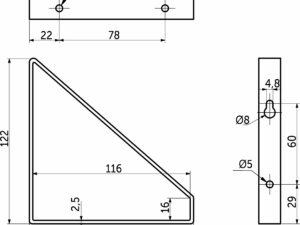 Полкодержатель мет. DALI 122*121*16*2,5 черный AKS 90145
