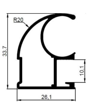 Профиль вертикальный асимметричный АВД-0583 серебро анод 5,4 метра 20592