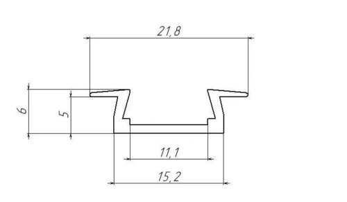 Профиль врезной Grandis для светодиодной ленты мат. серебро 3000 мм.  ZD-9991