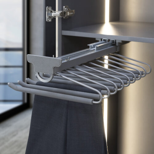 Выдвижная вешалка для брюк BRUNO крепл.верх./левое 340*470*130, графит PRIME by AKS 115591