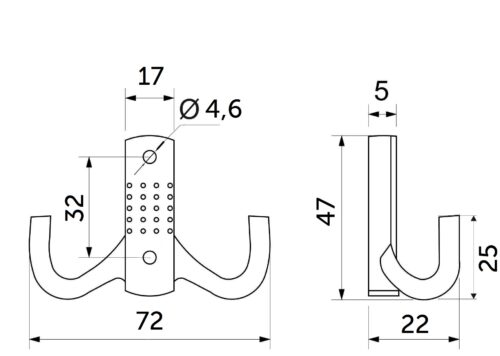 Крючок меб. двухрожковый мет. WP12 старое золото GRIDLI 44722