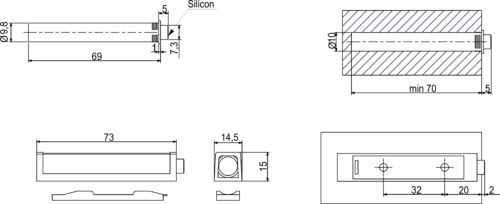 Механизм push-to-open наконечник резиновый накладной/врезной черный AKS усиленный 82724