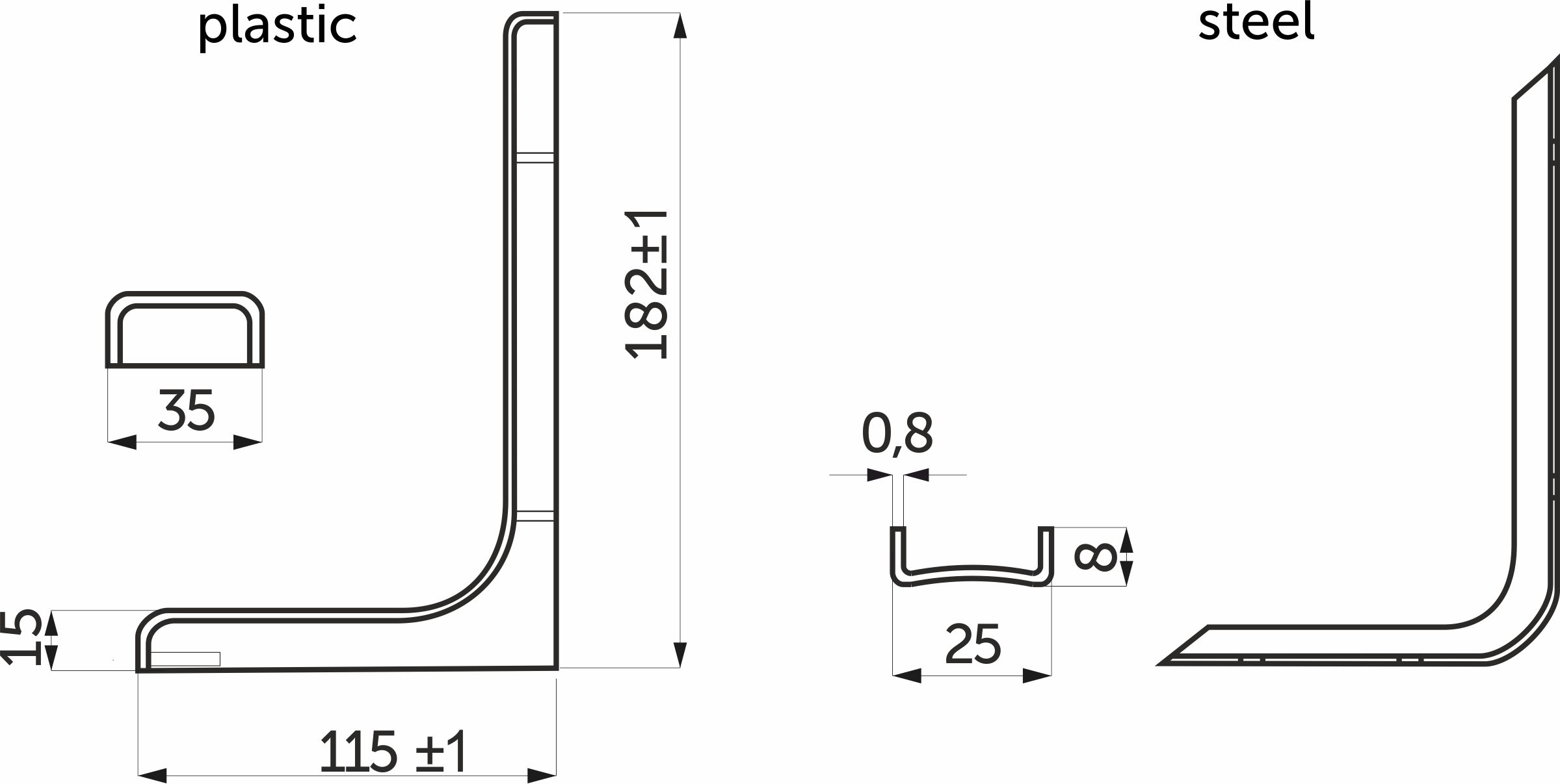Полкодержатель регоменсоль 18см белый AKS (1кпл=2шт) 23309