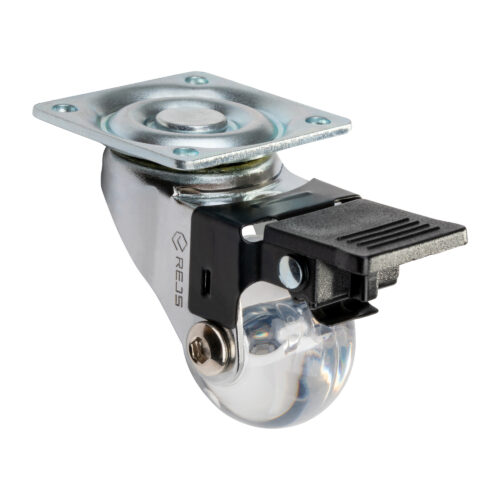 Колесо мебельное SUPRA 35 mm с тормозом прозрачное сталь/пластмасса TB05.1642.53.000