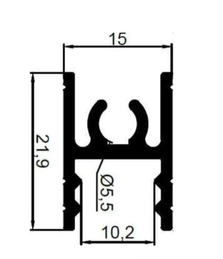 Профиль горизонтальный верх АВД-0600 серебро анод 1 метр 12142 (кратно 1,5м)