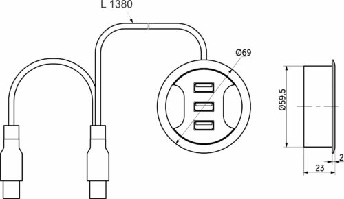 Разветвитель USB, 3 выхода, мат. хром, AKS 115380