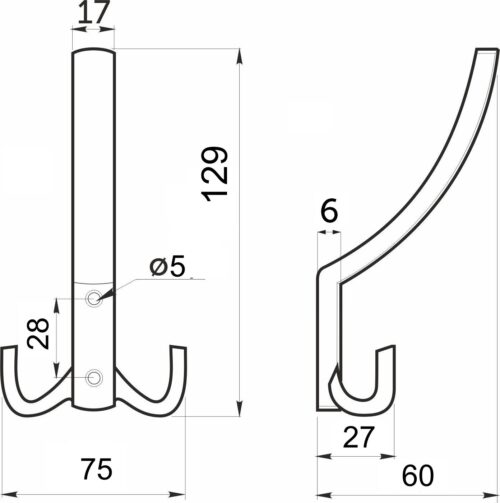 Крючок меб. трехрожковый мет. WP14 черный GRIDLI 116357