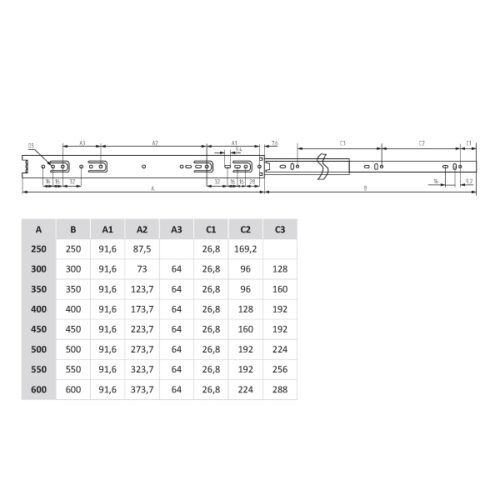 Шариковые направляющие полного выдвижения 400мм Н=35 (20шт вл)  10420