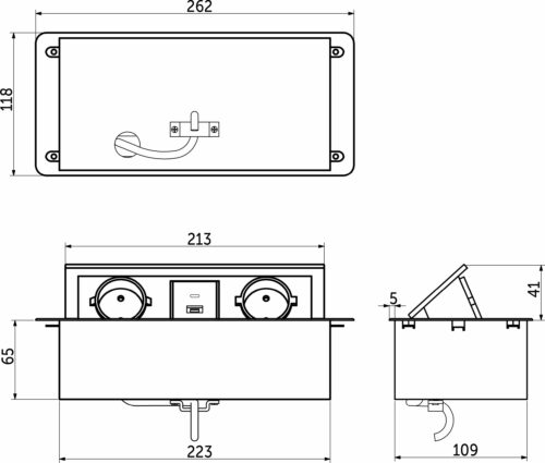 Выдвижной удлинитель Nova USB, 2 розетки, USB A + USB C, черный, AKS 78891