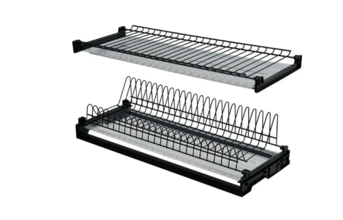 Сушилка для посуды  800 мм с алюмин. рамкой, 2 поддонами, черный (вариант 5) 26305