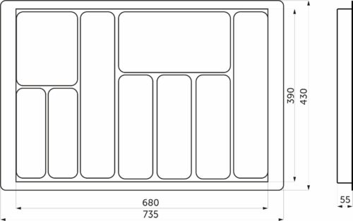 Лоток для столовых приборов 800 LINER 735*430, графит AKS 117237