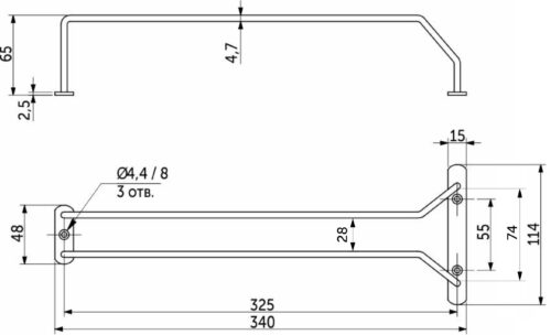 Держатель подвесной для бокалов однорядный 340*65*114, хром AKS 15270