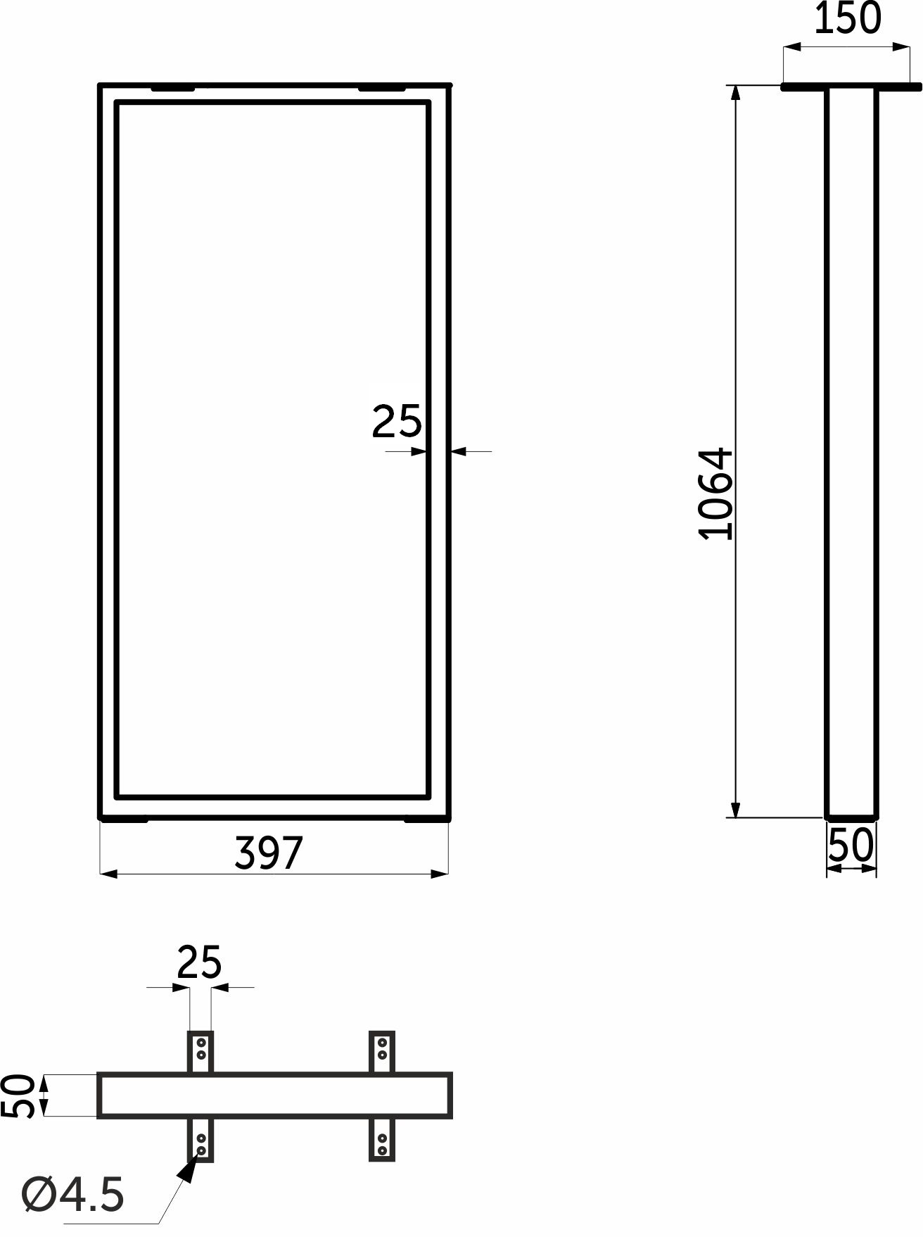 Подстолье THOR h1064 L-395, черный AKS 80940