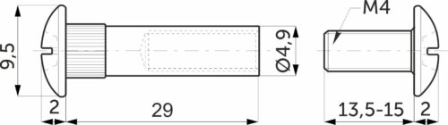 Стяжка межшкафная d5 М4х30мм (уп/1тыс.шт) AKS 39542