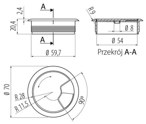 Заглушка кабель-канала пластик серая  1909