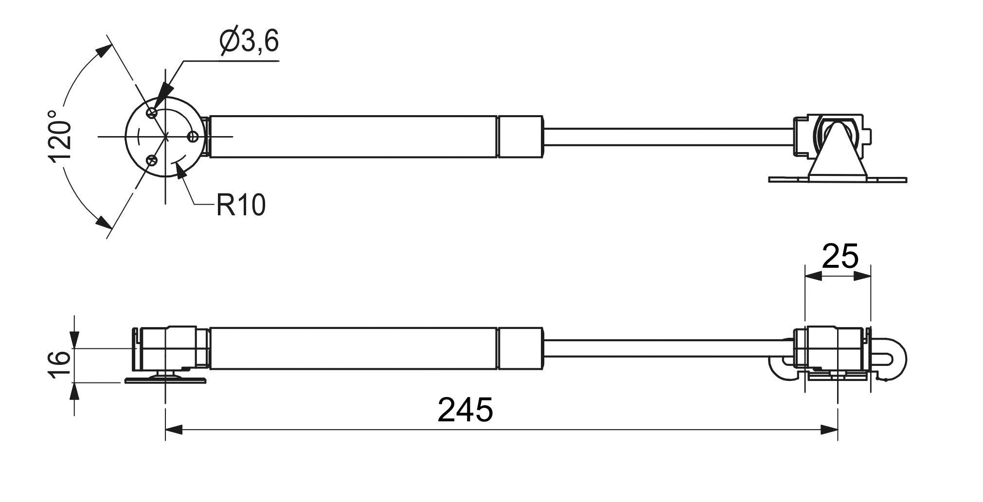 Подъемник масляный барный нижний 60N серый AKS 32591