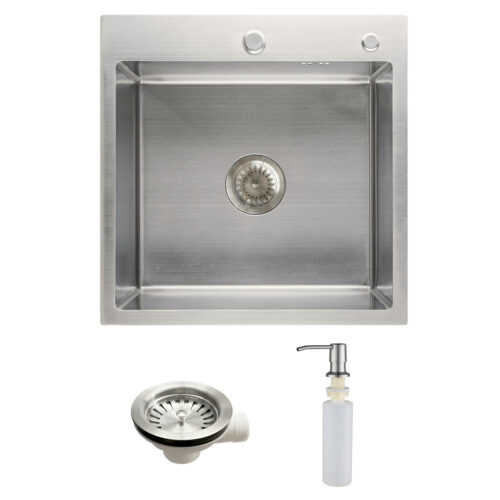 Мойка н/сталь, квадратная одночаш, 500*500мм, сатин, PVD покрыт. врезн на/вровень 3,2 106640