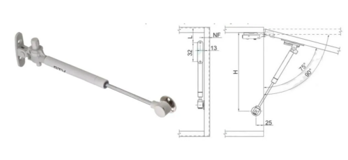 Подъёмник газовый с амортизатором 120N GTV, алюминий 15954