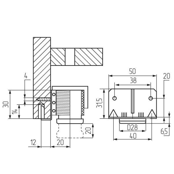 Опора регулируемая металлическая 30000Z200A2 D38, H30 CAMAR (100кг) 7151