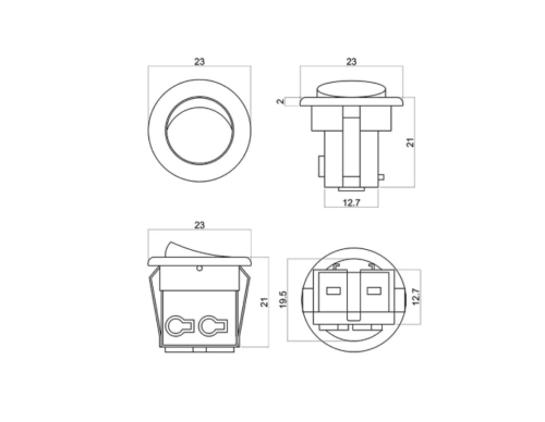 26060 Выключатель D23 встр. IP20, 6A, 250B (23х23х19,5 мм), с пружинным терми. белый 09.106.08.111