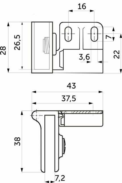Петля д/стекла непроходная левая+правая хром AKS 44743