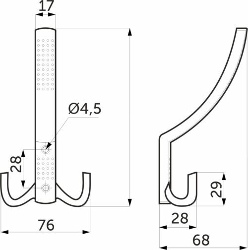 Крючок меб. трехрожковый мет. WP11 черный AKS 95691