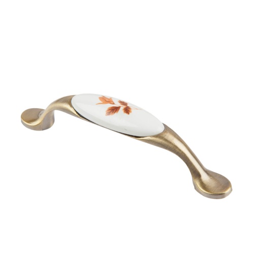 SF02-01-96 BA Ручка-скоба с фарфором"Клен", 96 мм бронза    1330057