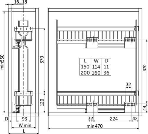 Выдвижная корзина-карго 200 NORWIG крепл.боковое/левое, хром AKS 85990