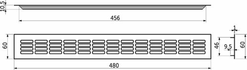 Решетка вентиляционная 480х60мм черная алюминий AKS (тип 2) 100516