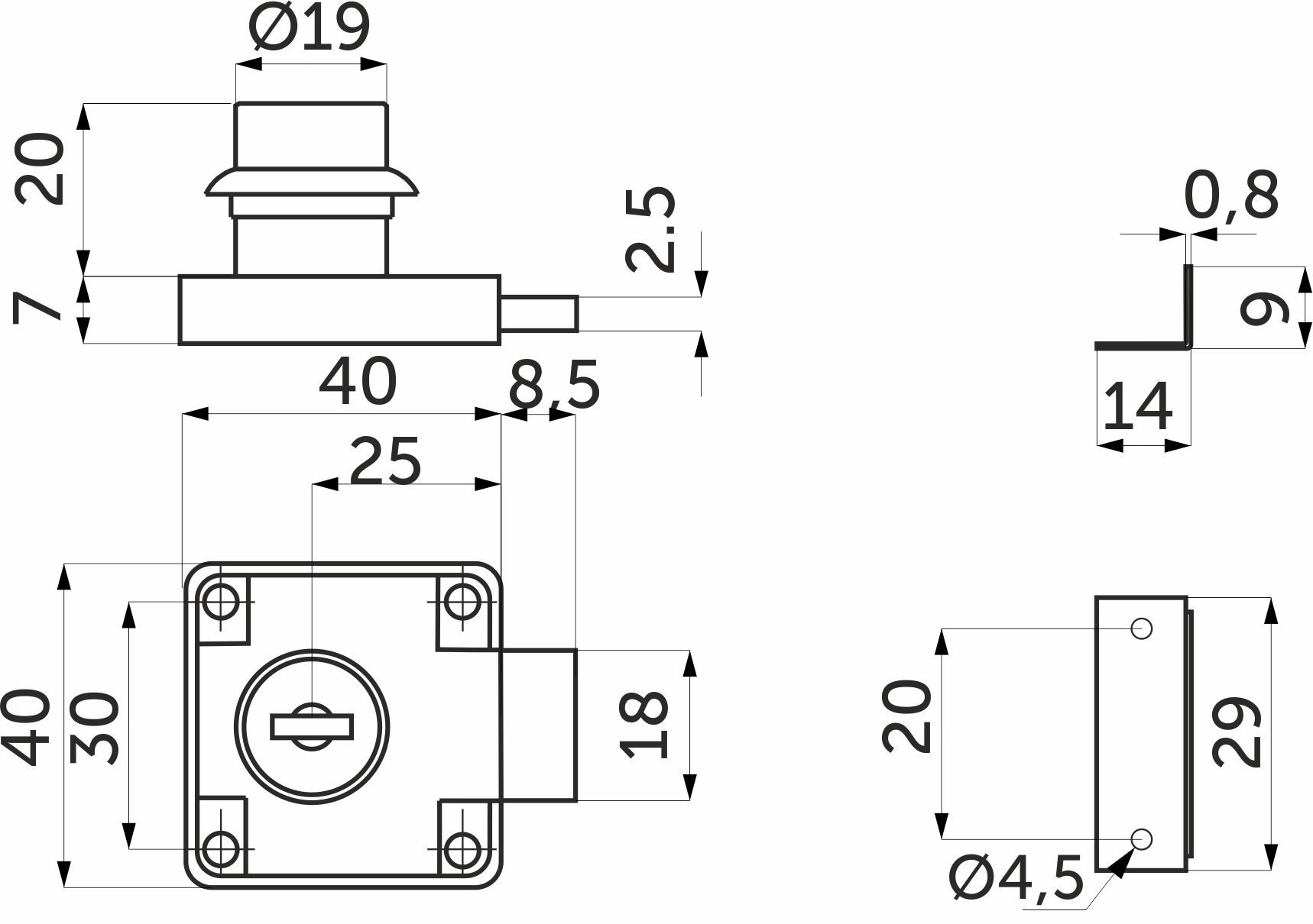 Замок для распашной двери механический 138, черный, AKS 117298