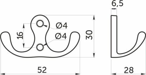 Крючок меб. двухрожковый мет. WP19 хром AKS 94779