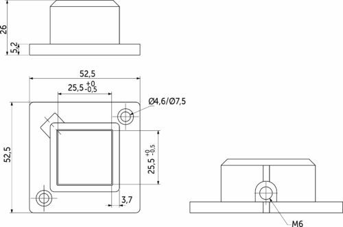 Крепление (розетка) для квадр. трубы 25*25 QUADRO, хром AKS 112448