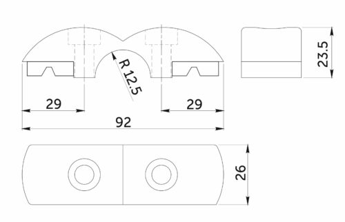 Соединитель стекло/плита к трубе d25 (551) двойной (с вкладышами), хром AKS 14288