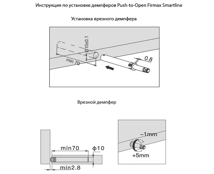 Толкатель Push-Open 38мм плечо, скрытое крепление, темно-серый FRM0093/1.41