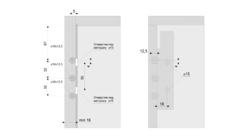 CH11 Навес скрытого монтажа (компл.) с заглушками нагрузка на пару до 135кг 0306299