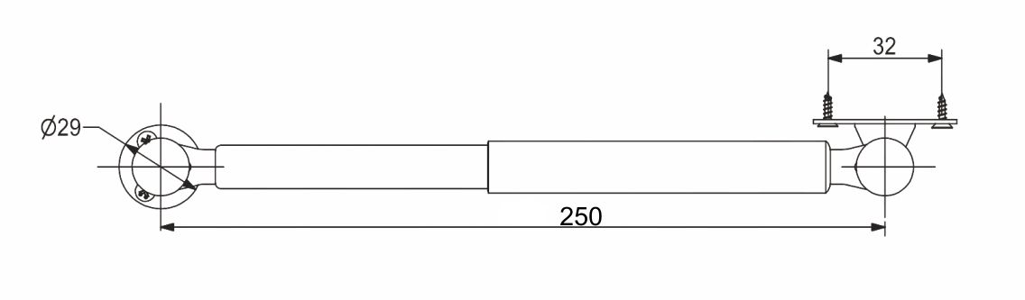 Подъемник газовый верхний 100N с фиксацией в любом положении серый AKS 54706