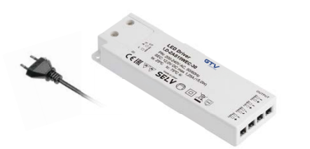 Блок питания для светодиодов SLIM EASY CLICK 220/12V 60W IP20, с mini amp и проводом 1,5м 18586