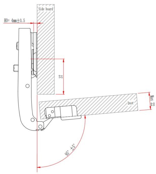 Петля с амортизатором EVA Advance soft, под фальшпанель дл.плечо, (180/95), 48мм 3980