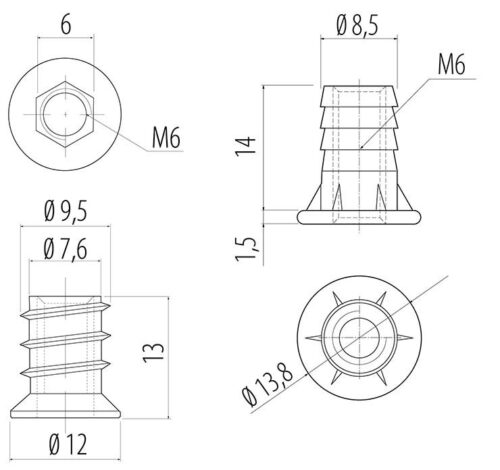 Муфта врезная М6 15443