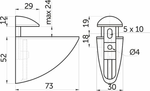 Полкодержатель PELIKAN средний, мат. хром, AKS 65060