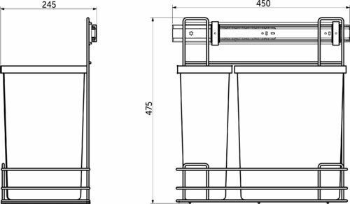 Мусорные контейнеры выдвижные 300 (1*15LT, 1*6LT), графит WIEXPOL 95601