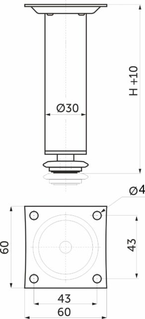 Опора меб. мет. D-150 h150 с регул. черный матовый AKS 112792