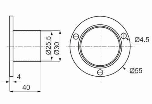 Крепление (розетка) трубы d25 (510Е) высокое (фланец), хром AKS 14301