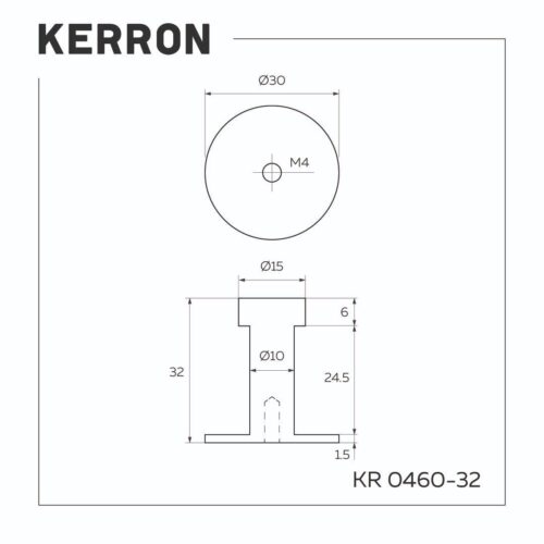 Крючок мебельный однорожковый, 32 мм, матовый черный KR-0460-32-BL 2786